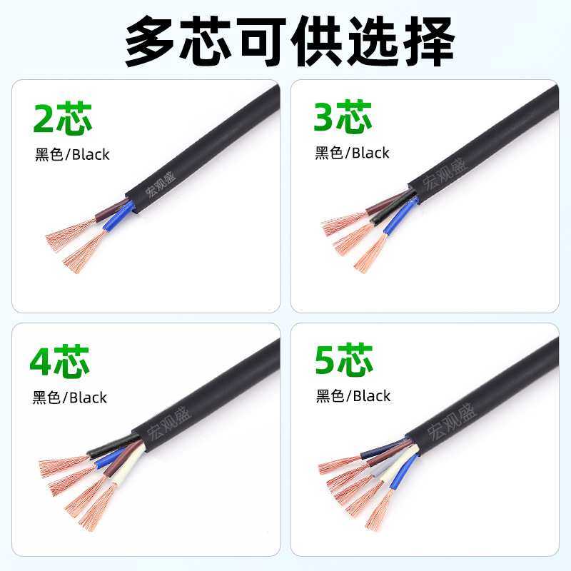 宏观盛传感器电源线2芯3芯4芯接近开关连接线M8 M12插头线PUR材质