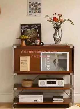 落地置物收纳柜中古风家具扫地机器人置物架客厅矮柜杂志柜陈列柜