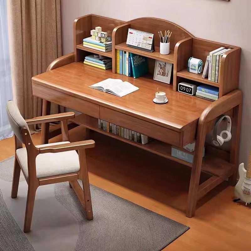 儿童学习桌椅套装小学生写字桌家用简约学霸课桌可升降全实木书桌