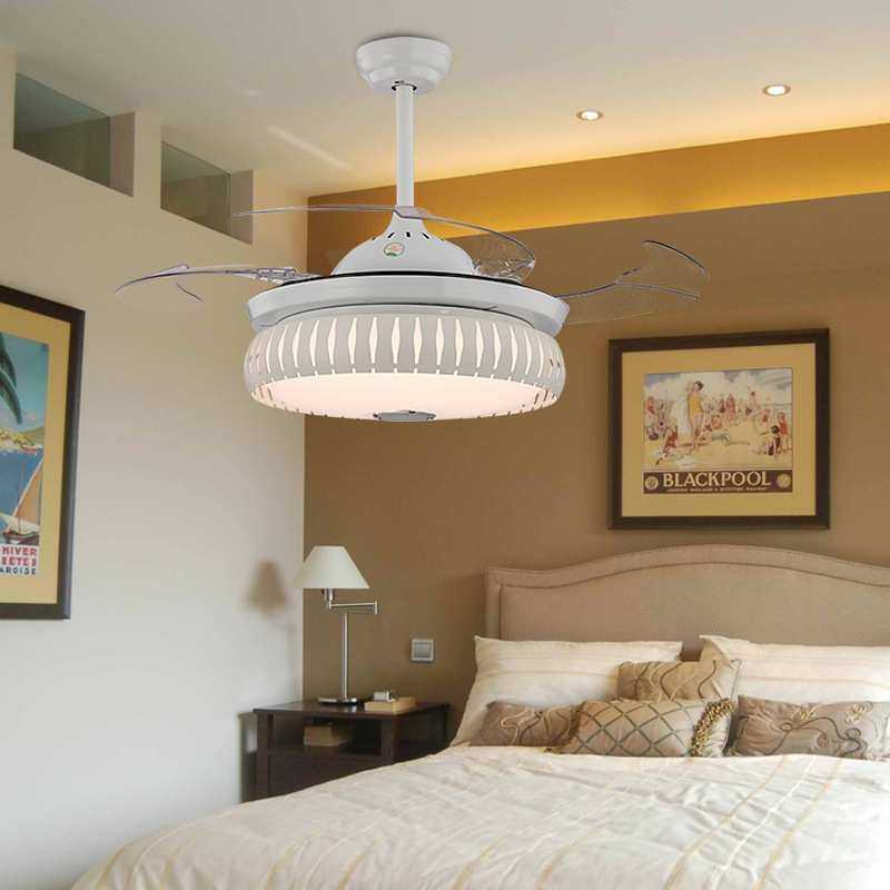 欧式简约风扇灯客厅卧室led隐形吊扇灯鸟巢造型节能环保风扇吊灯