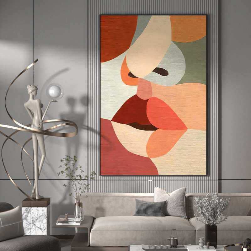 北欧艺术客厅玄关装饰画创意抽象人物色彩墙装饰沙发落地竖版挂画