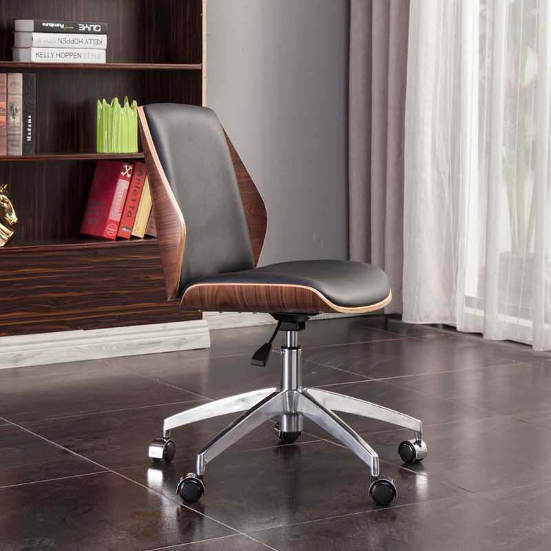 白色烤漆办公椅现代简约家用书房椅无扶手学习椅会议椅电脑转椅子