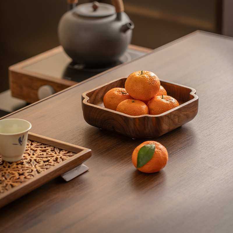 山核桃托盘日式原木干果盘餐厅甜品糕点摆盘实木干泡台茶盘木质盘