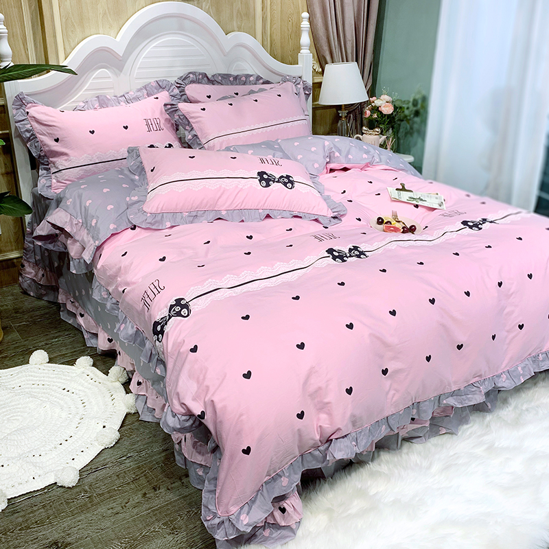 波点欧式全棉100四件套新款春秋床单公主风北欧网红床上用品