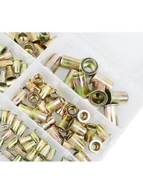 跨境 150PCS盒装 铆螺母套装M3-M10平头竖纹拉铆螺母组合拉帽螺帽