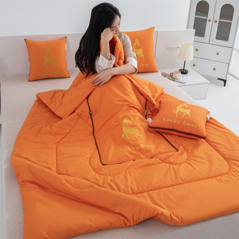 多功能折叠全棉绣花抱枕被沙发被子办公室空调被午休毯午睡趴趴枕