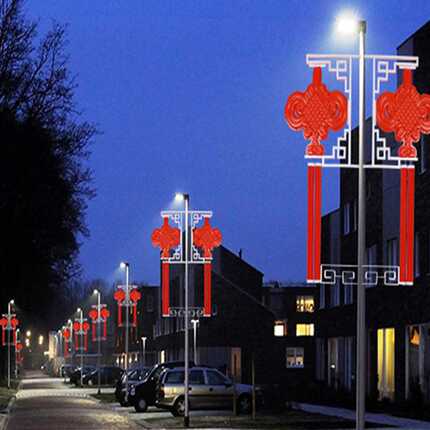 太阳能LED中国结路灯商业街亮化灯发光亚克力道路照明中国结灯饰