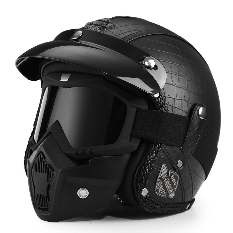 3c认证复古太子巡航摩托车头盔电动车男女夏季半盔踏板机车3/4盔