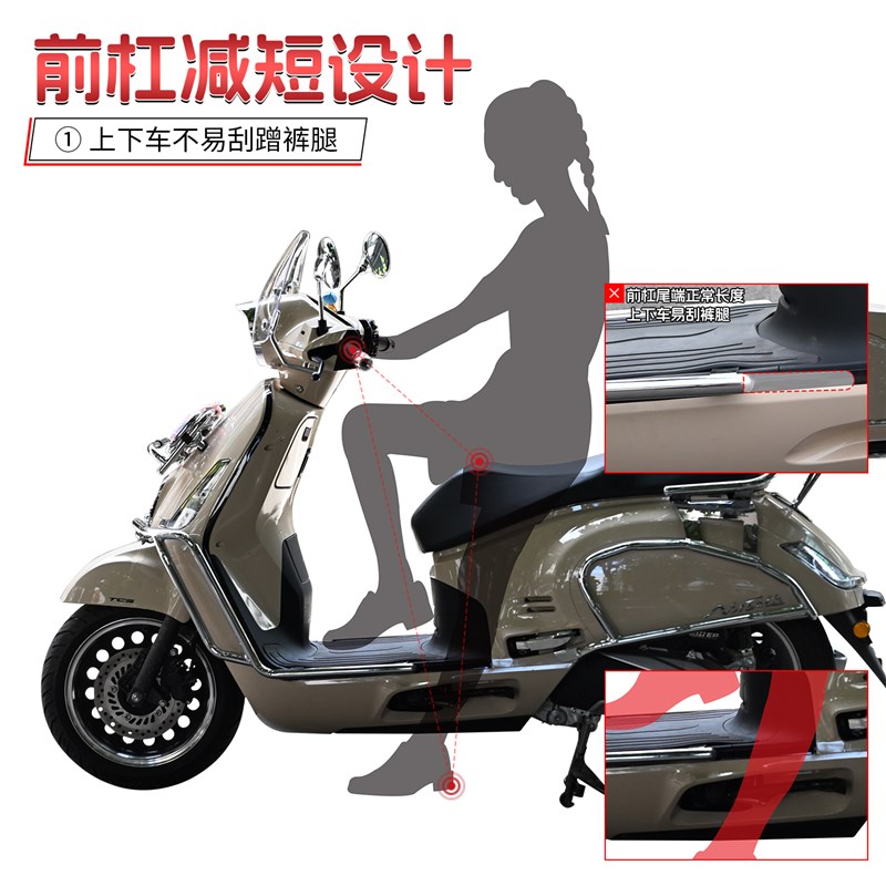 适用新大洲本田NS150LA机车护杠电镀保险排气杠防摔防撞改装件