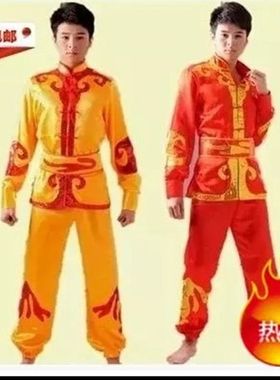 赛龙舟演出服装男款陕北腰鼓民族舞蹈服饰男装秧歌打鼓服舞龙舞狮