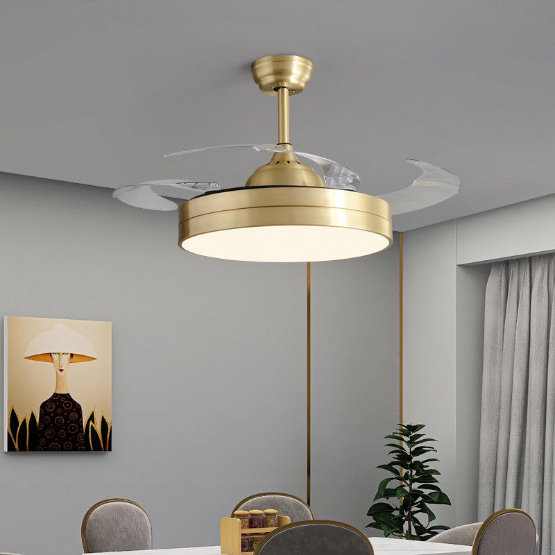 全铜美式吊扇灯隐形风扇灯客厅家用卧室静音餐厅吊灯欧式风扇灯具