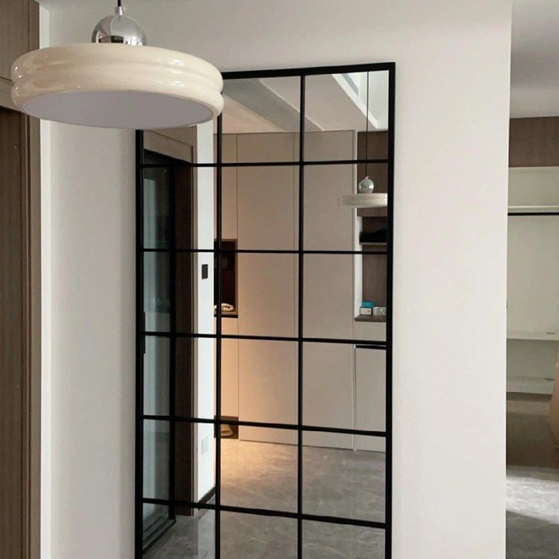 墙上装饰格子镜简约客厅壁挂贴墙全身镜落地穿衣镜子服装店试衣镜