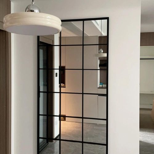 墙上装饰格子镜简约客厅壁挂贴墙全身镜落地穿衣镜子服装店试衣镜