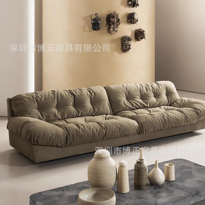 意式轻奢云朵磨砂皮沙发设计师北欧羽绒懒人小户型直排科技布沙发