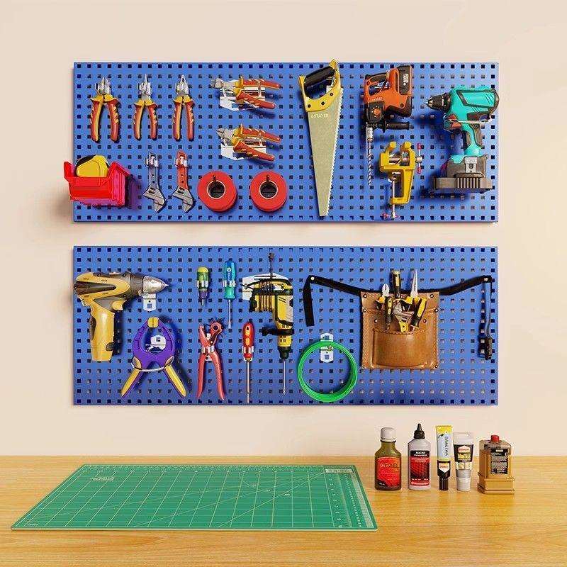 蝴蝶孔货架洞洞板免打孔货架侧面背板卡扣安装五金工具壁挂收纳架图片