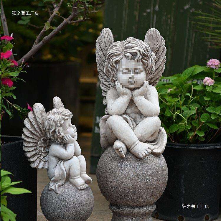 花园装饰欧式天使摆件户外可爱人物雕塑园林别墅庭院露台阳台布置
