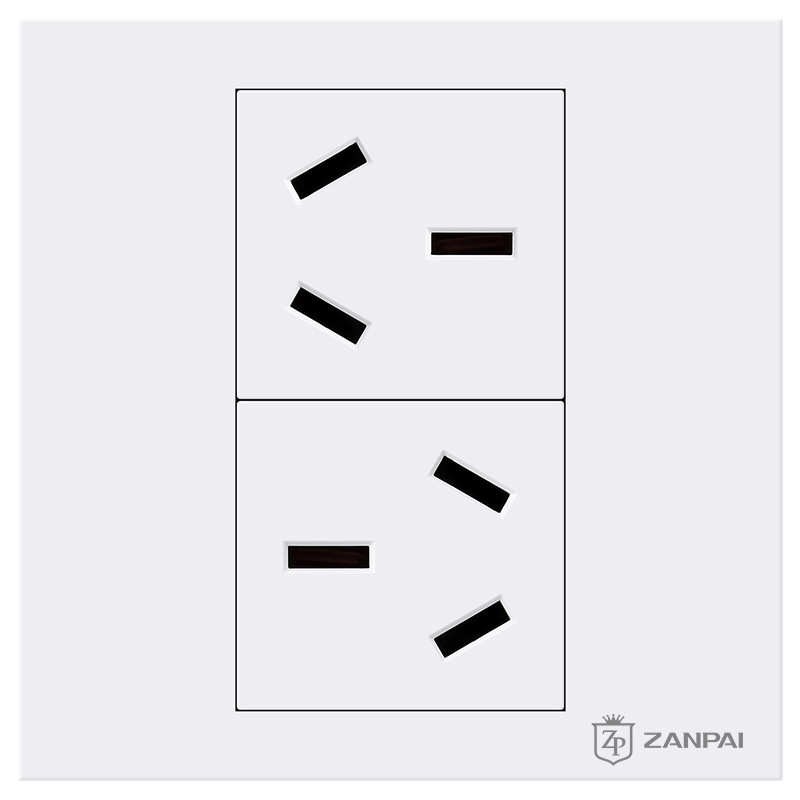 赞牌暗装86型简约白16A六孔插座三三插双3孔三孔电源插座组合面板