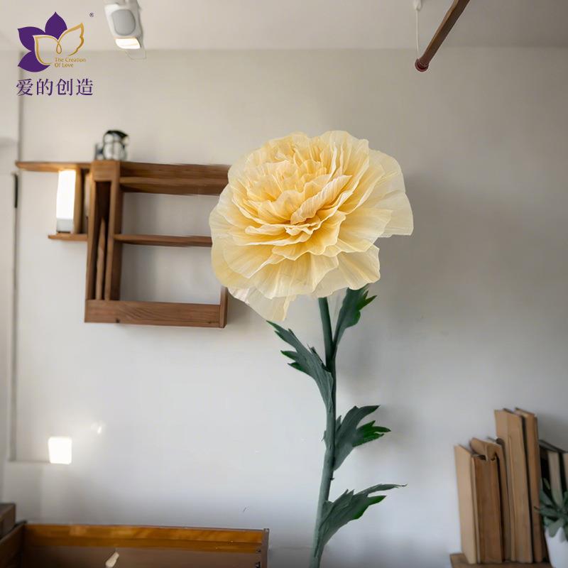 锦绣芳华高端真丝巨型手工仿真牡丹纱花立体纸艺花网红名宿装饰花
