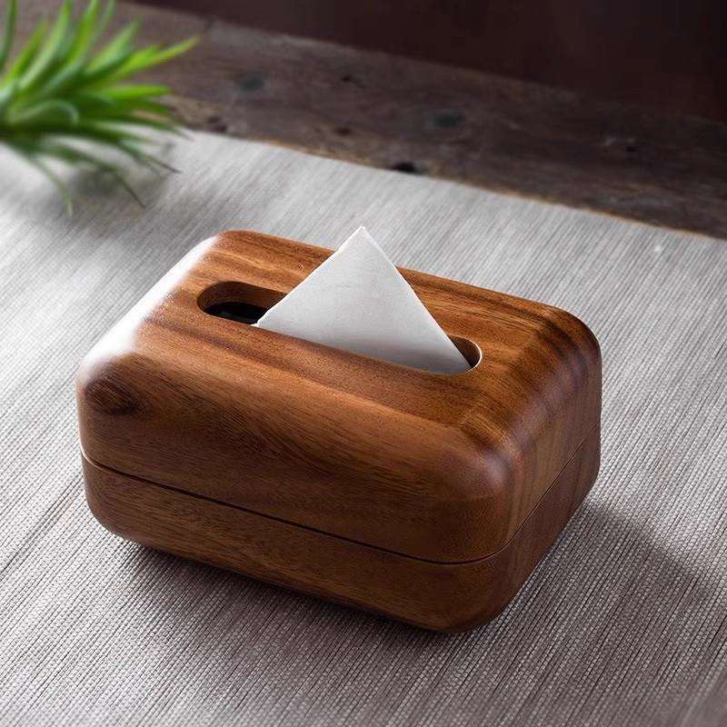 实木纸巾盒家用客厅木质抽纸盒日式创意长方形餐巾纸收纳盒