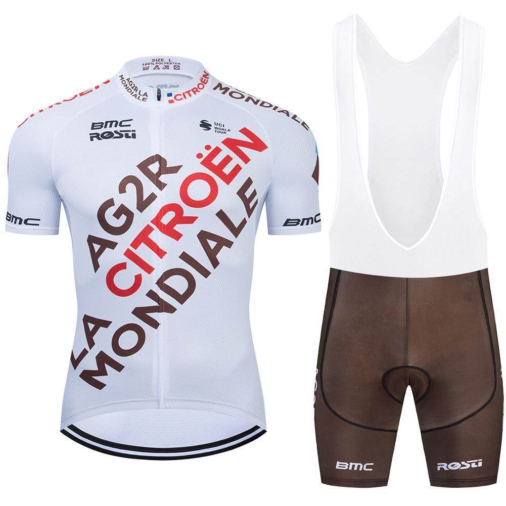 2021男女通用款AG2R自行车夏季骑行服上衣和背带短裤套装夜间精品