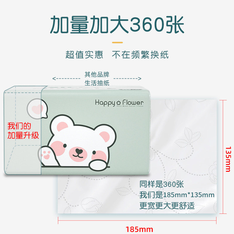 大包抽纸整箱家用实惠装餐巾纸印花卫生纸纸抽纸巾抽360张