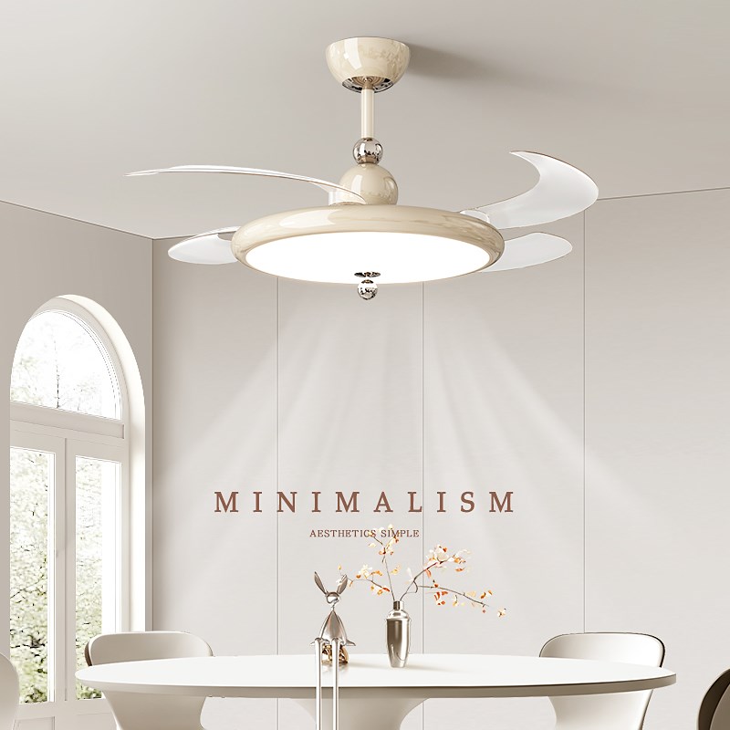 餐厅隐形风扇灯2025新款奶油风静音大风力卧室饭厅多功能吊扇灯