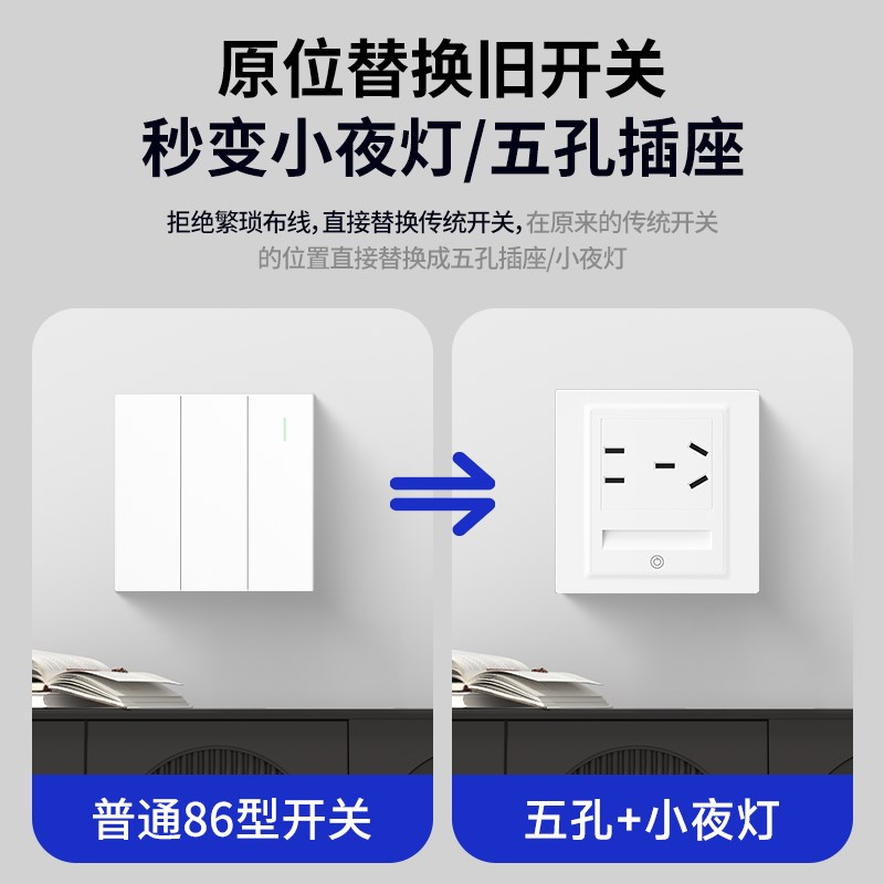 家用led小夜灯五孔插座带人体感应地脚灯86型楼梯过道卧室床头