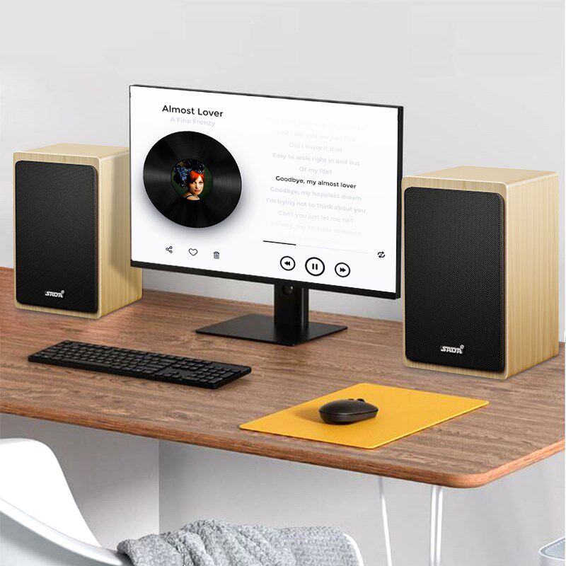 SADA电脑音响台式家用小型音箱木质桌面低音炮有源迷你有线喇叭