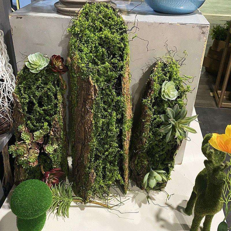 摆放植绒植物装饰花树皮器造景软装悬挂绿植苔藓仿真绿植墙面草皮