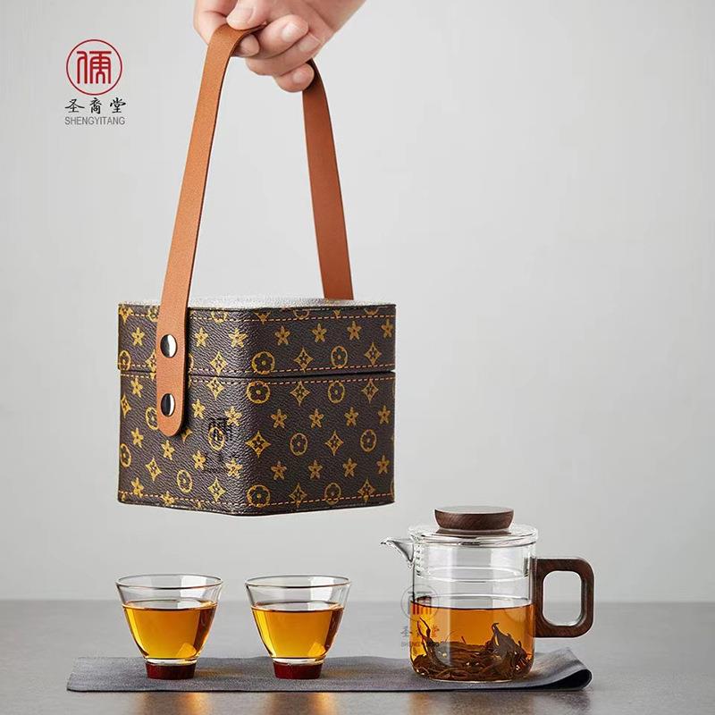 一壶二杯主人茶杯玻璃杯便携日式茶水分离杯防爆耐热加厚茶具套装