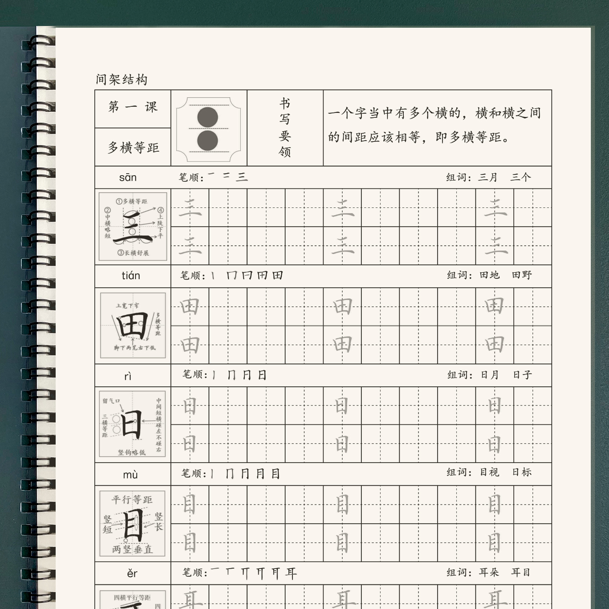 小学生一二三四五年级入门基本笔画偏旁部首间架结构机构教材纸质