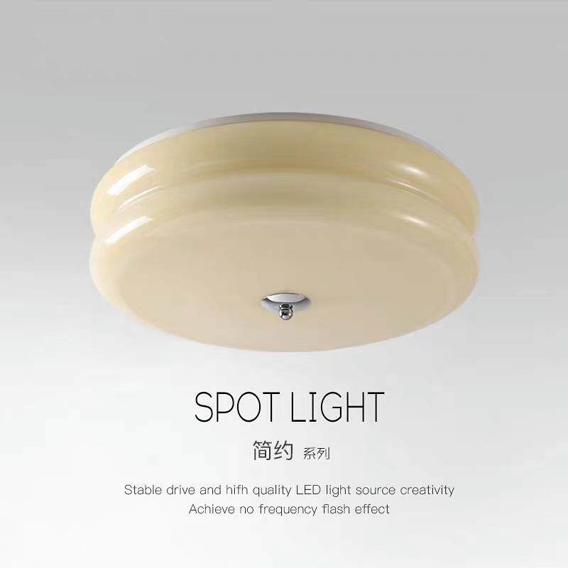 简约玻璃全光谱奶油风护眼吸顶灯法式阳台卧室书房过道灯布丁灯具