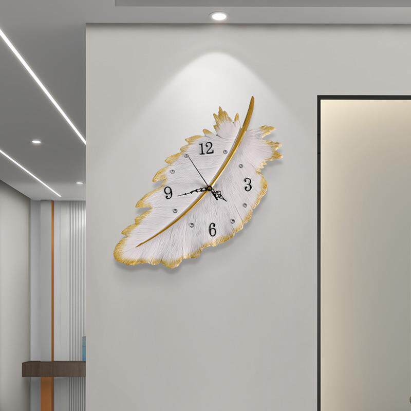 北欧壁画灯现代简约立体艺术客厅餐厅个性茶室羽毛时钟高级壁灯