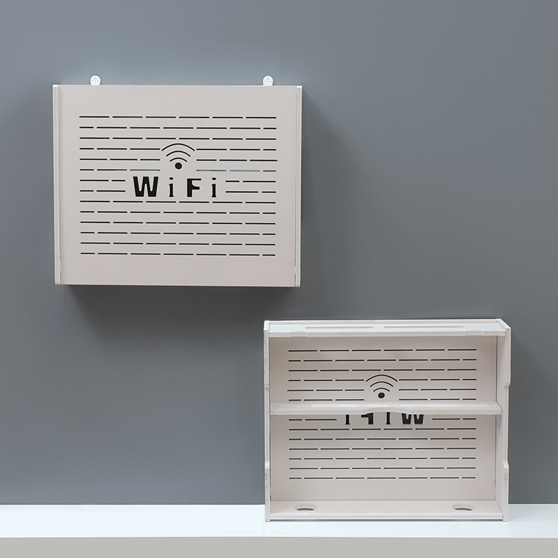 路由器多媒体收纳盒墙上wifi网络箱置物架免打孔壁挂式插排座遮挡