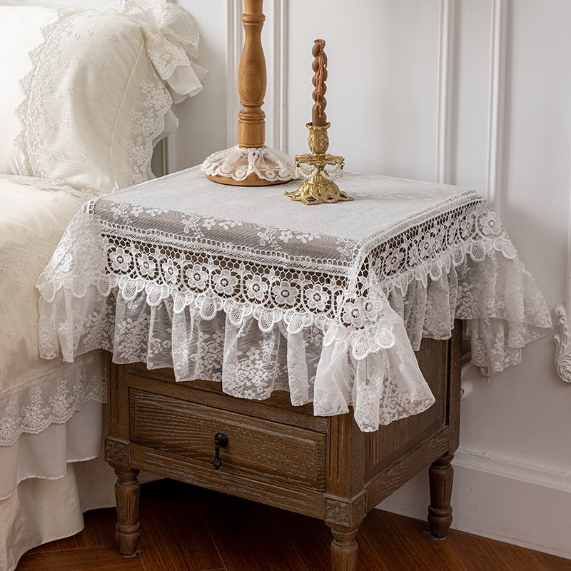 法式床头柜盖布刺绣电饭煲桌布冰箱帘微波炉洗衣机垫子冰柜防尘罩