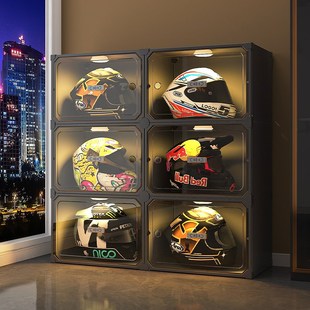 头盔收纳柜放置摩托车帽子的展示盒大容量家用机车装备落地摆放架
