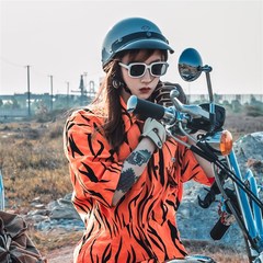 TTCO日式复古机车玻璃钢头盔小盔体哈雷瓢盔电动车玻璃钢帽檐半盔