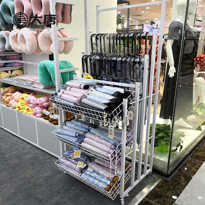 2024移动雨伞展示架日用百货置物铁架精品店多层促销架商用收纳