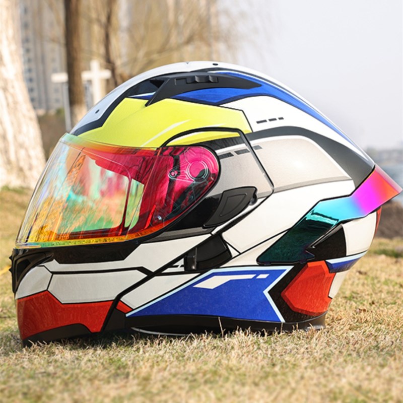 GSB新国标摩托车头盔男女双镜揭面盔半全覆式蓝牙机车全盔3C认