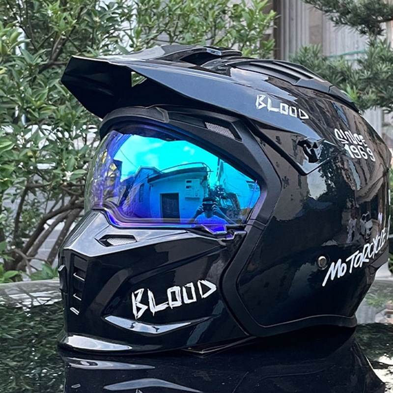 GSB新街霸摩托车头盔3C认证男女街车四季机车覆古头盔可拆卸组合