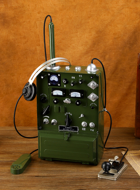 复古老式发报机模型摆件仿真无线电台电报机怀旧老物件影视道具