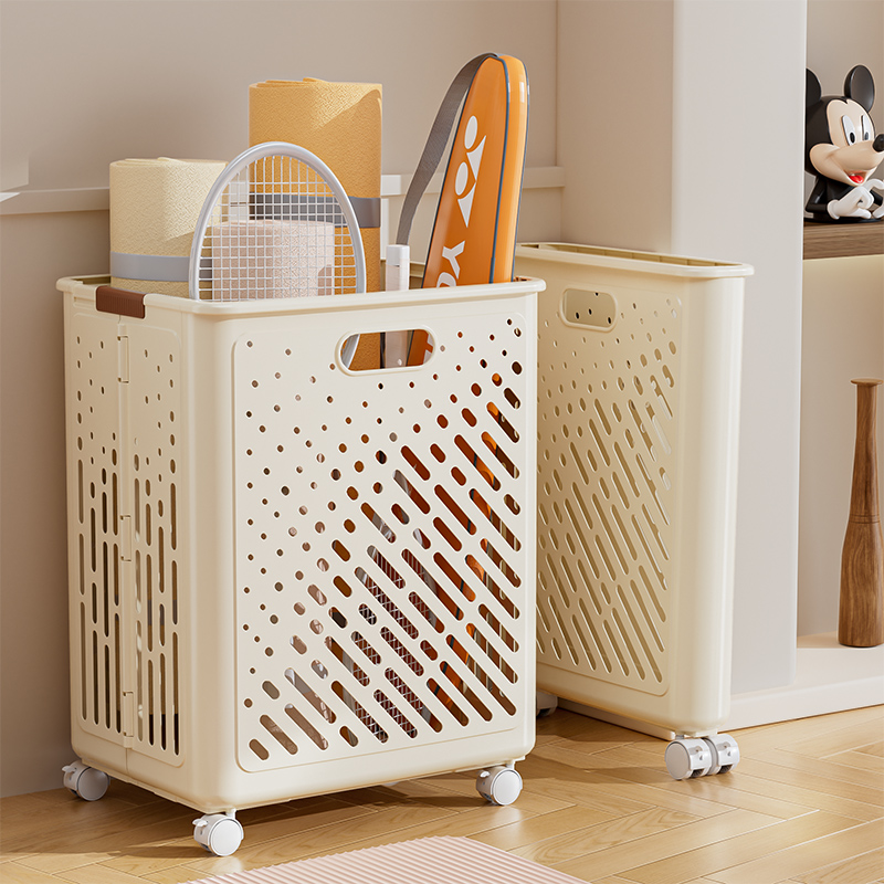 瑜伽垫收纳筐带轮家用运动工具整理神器羽毛球收纳健身器材置物架