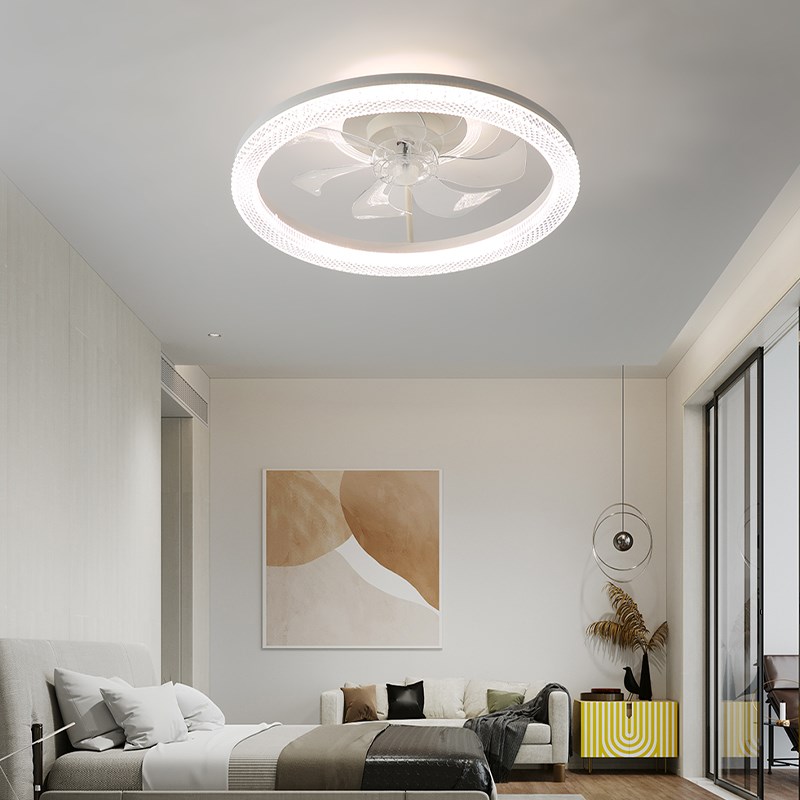 卧室吸顶风扇吊扇灯现代简约餐厅主卧房间家用带电隐形静音风扇灯