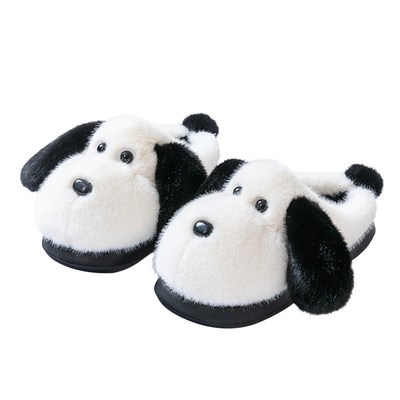 可爱小狗棉拖鞋女冬季2025新款室内居家保暖防滑厚底毛绒拖鞋外穿