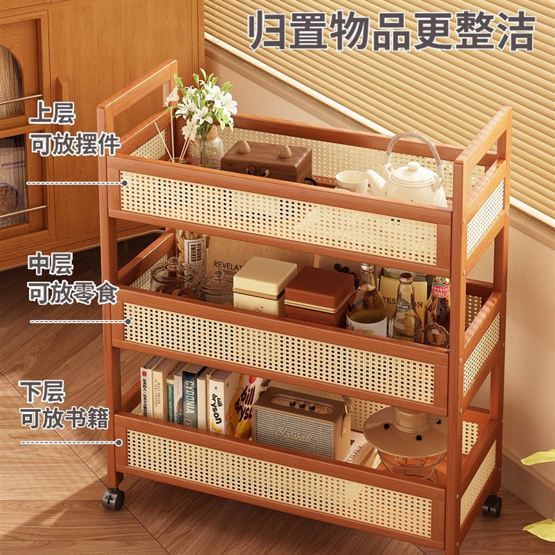 小推车置物架客厅可移动零食杂物收纳架覆古家用多层空间利用神器