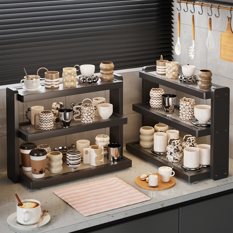 桌面茶具杯子收纳置物架2025新款水杯架家用多层放置台面展示架子