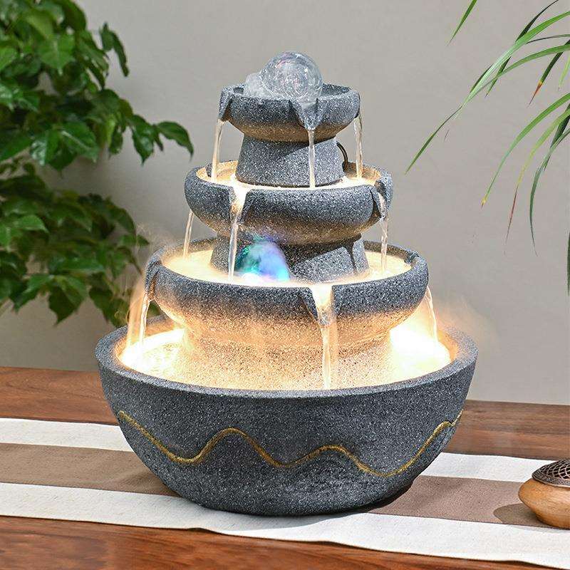八方来财循环水生财风水轮倒流水摆件时来运转动圆水晶球招财喷泉