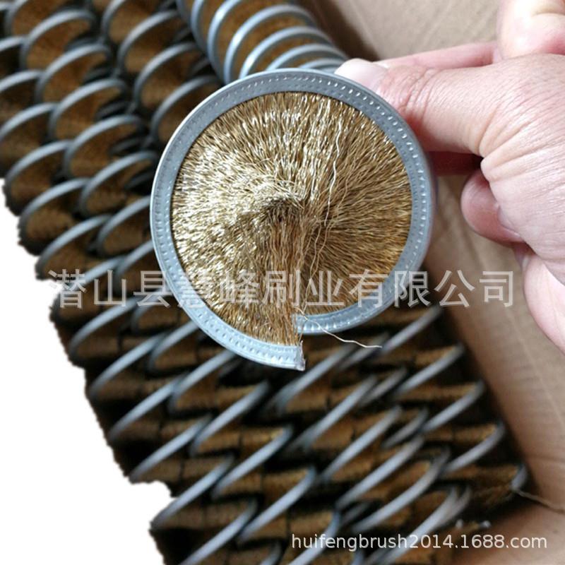 工业钢丝/不锈钢丝/铜丝弹簧刷尼龙塑料丝螺旋缠绕式刷辊厂家直销