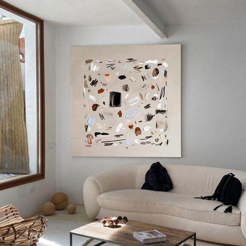 手绘油画《乐途》北欧风格简约油画客厅抽象装饰画手工玄关画