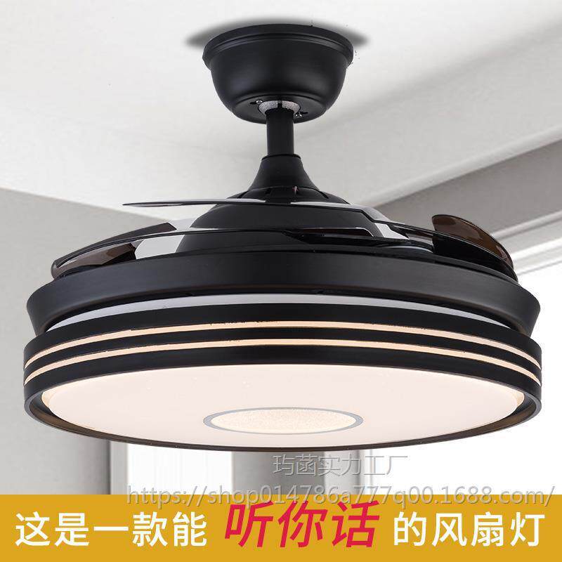 北欧现代吊扇灯隐形一体餐厅客厅卧室饭厅简约轻奢带电灯风扇吊灯